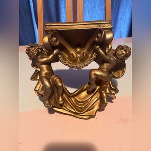 Vintage Gilded Gold Cherub Wall Sconce- Rocco victorian style